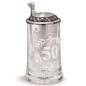 Artina SKS Кружка для пива "Юбилей 50 лет" 93372А (стекло и олово 95%)